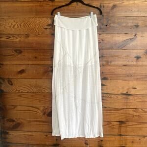 White cotton seamed midi skirt size L